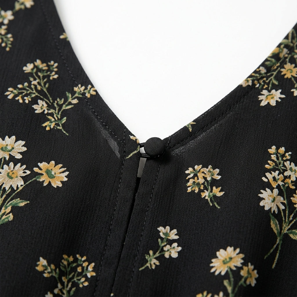 Floral Print Chiffon A-Line Maxi Dress