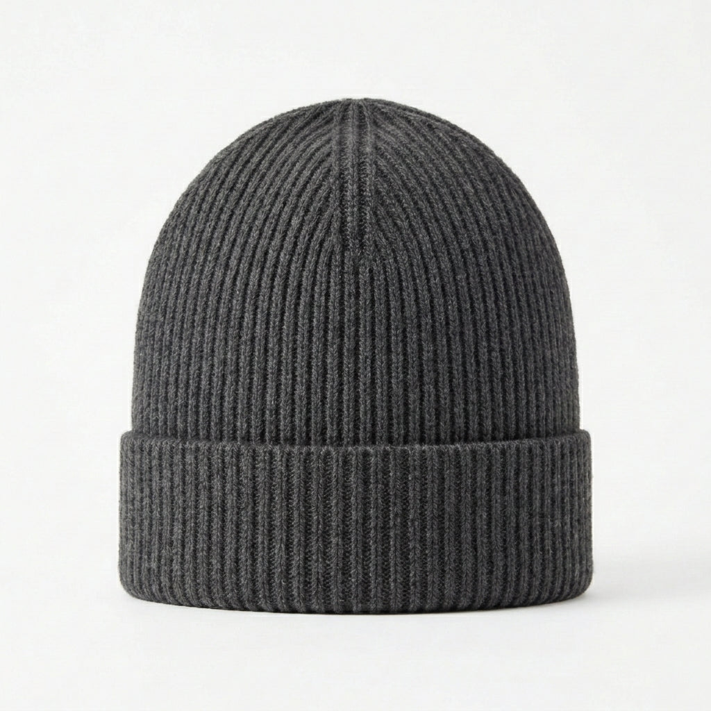 Designer 100% Cashmere Rib-Knit Beanie