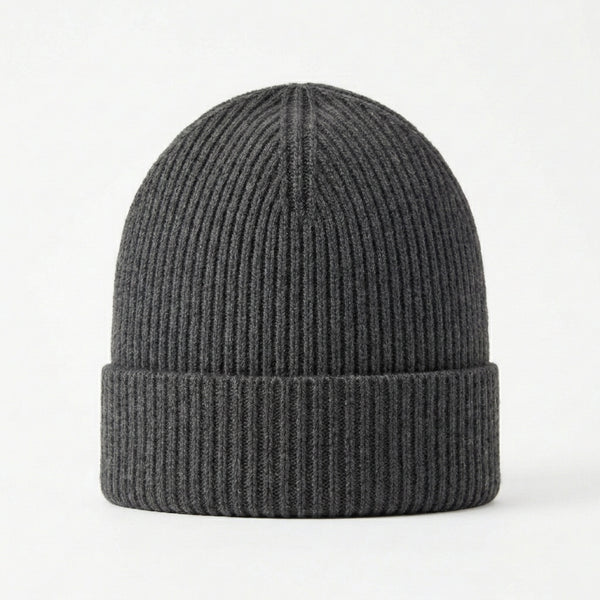 Designer 100% Cashmere Rib-Knit Beanie