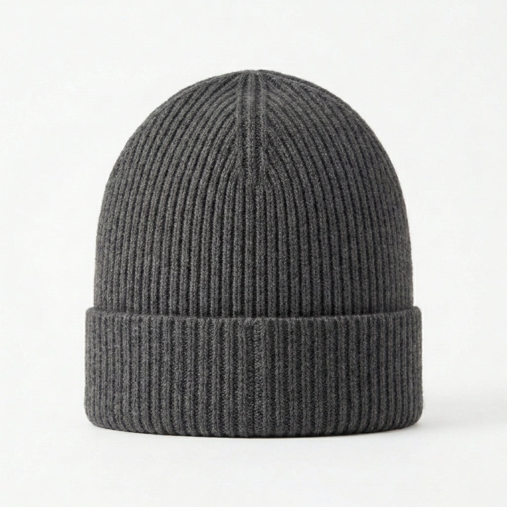 Designer 100% Cashmere Rib-Knit Beanie