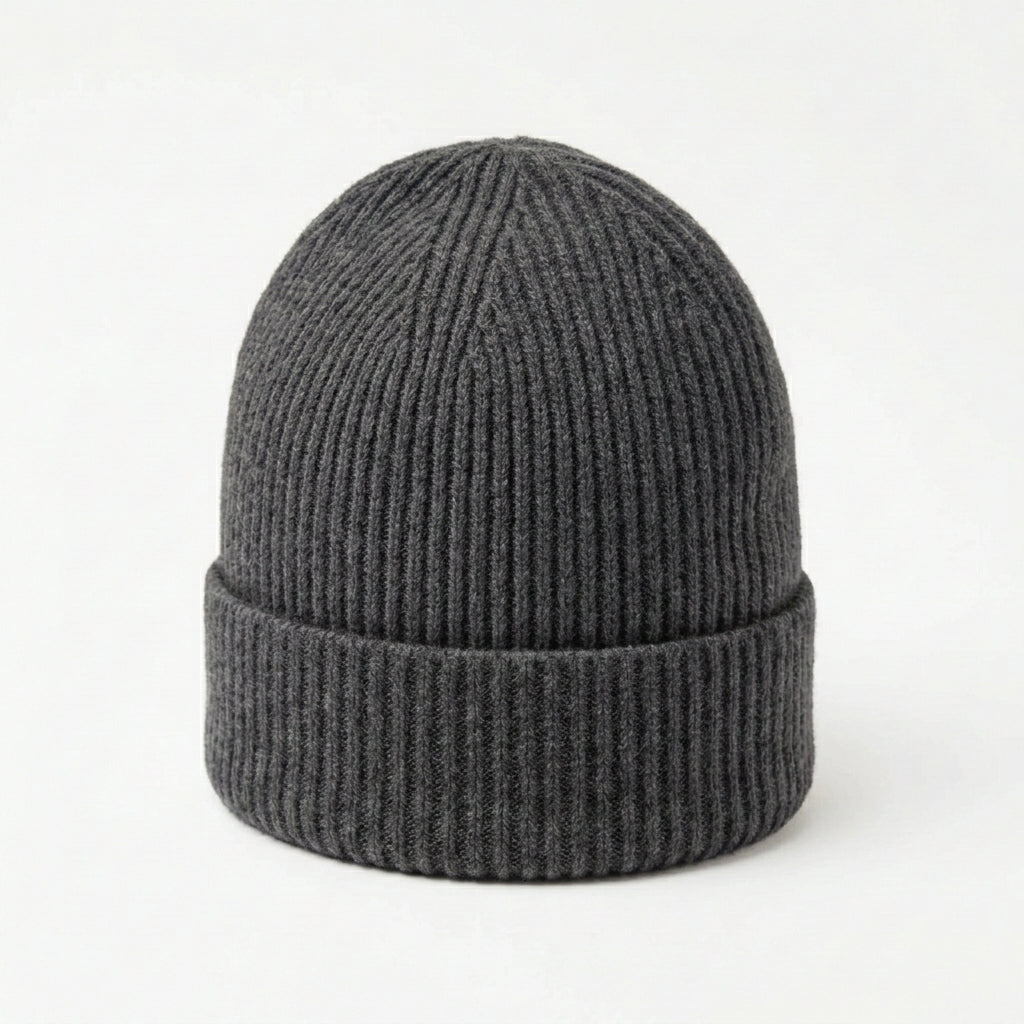 Designer 100% Cashmere Rib-Knit Beanie