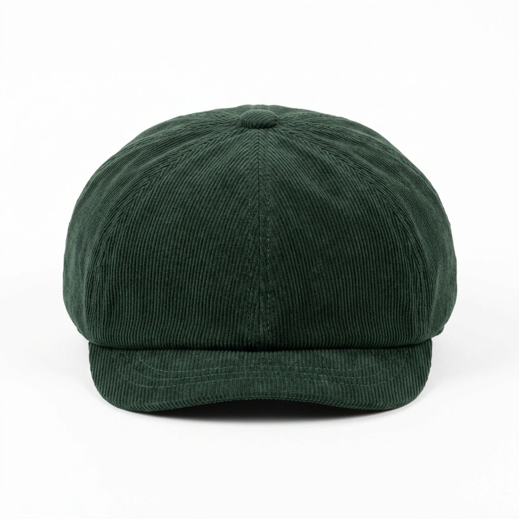 Retro Green Corduroy Newsboy Cap for Women