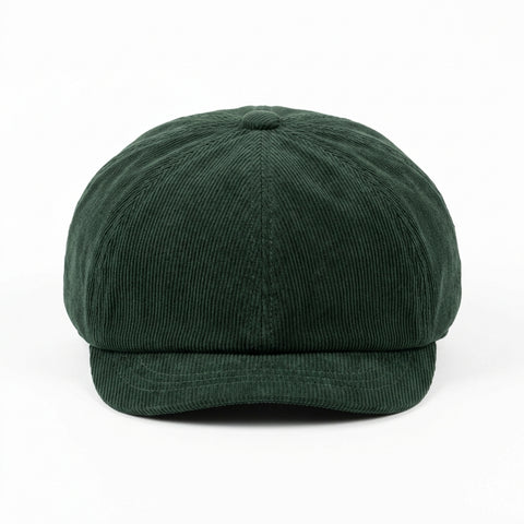 Retro Green Corduroy Newsboy Cap for Women