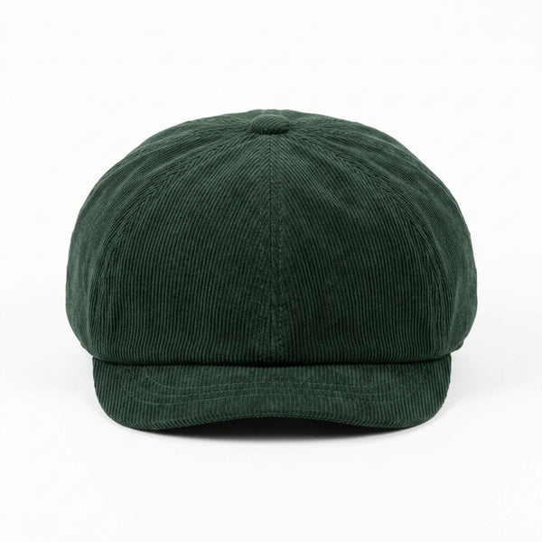 Retro Green Corduroy Newsboy Cap for Women