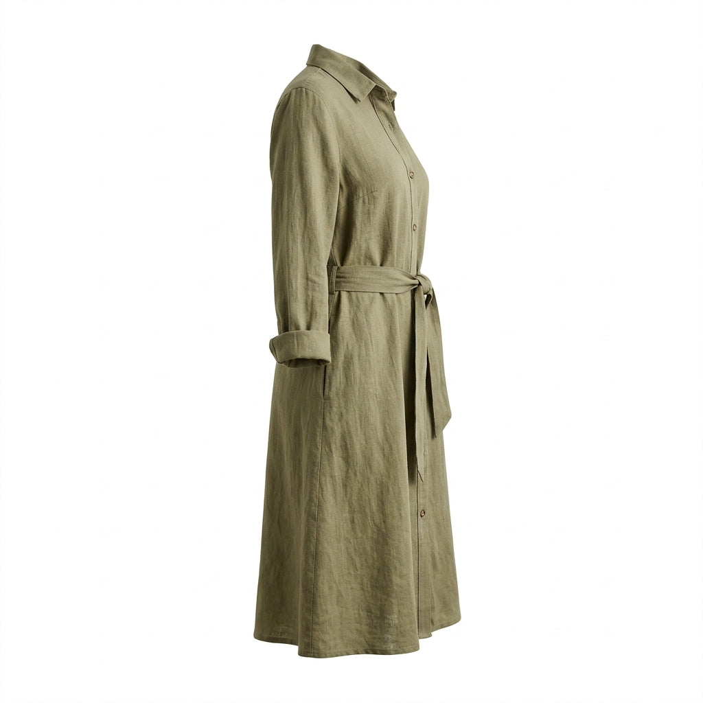 Vintage Linen Cotton Shirt Dress