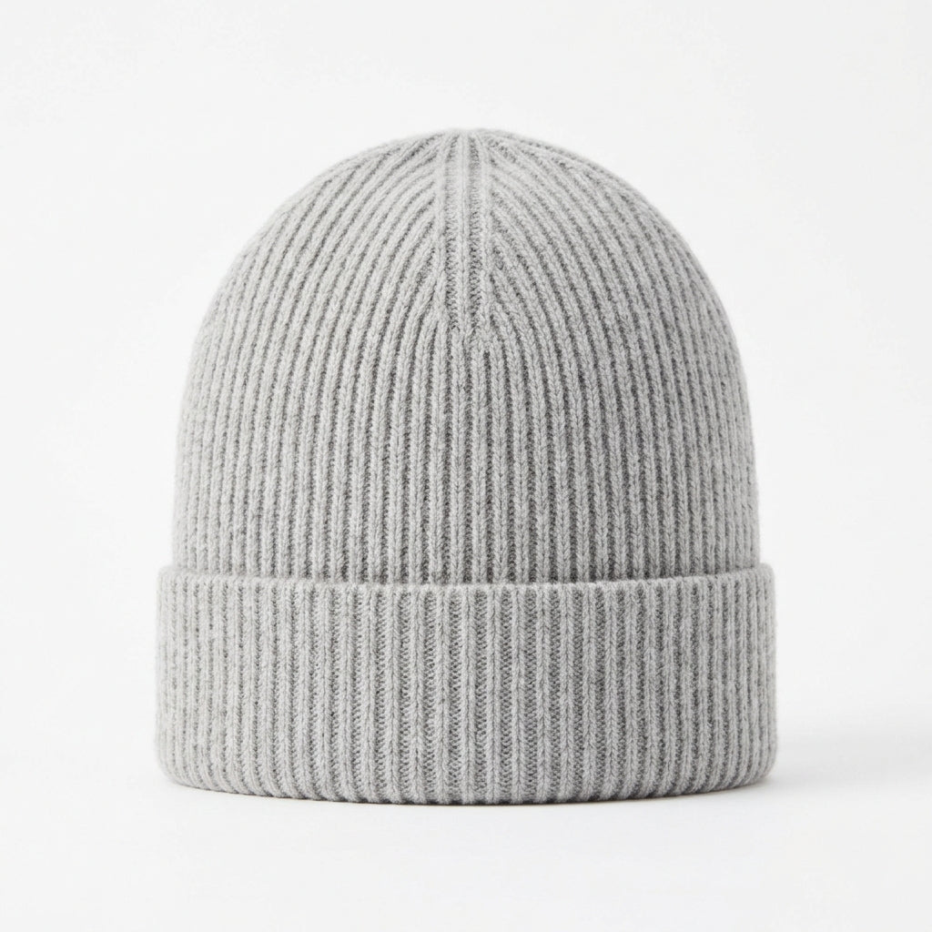 Designer 100% Cashmere Rib-Knit Beanie