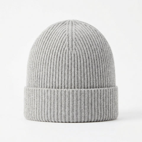 Designer 100% Cashmere Rib-Knit Beanie