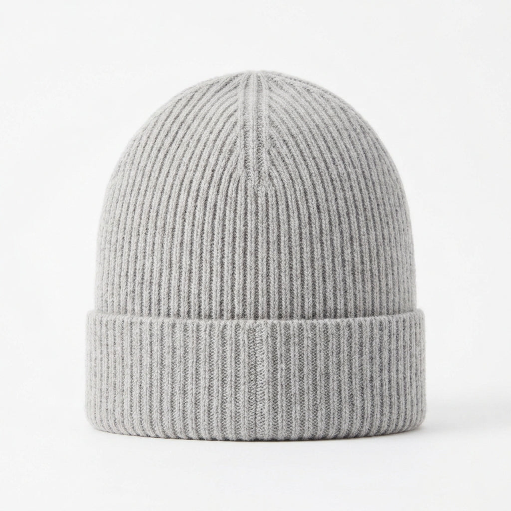 Designer 100% Cashmere Rib-Knit Beanie