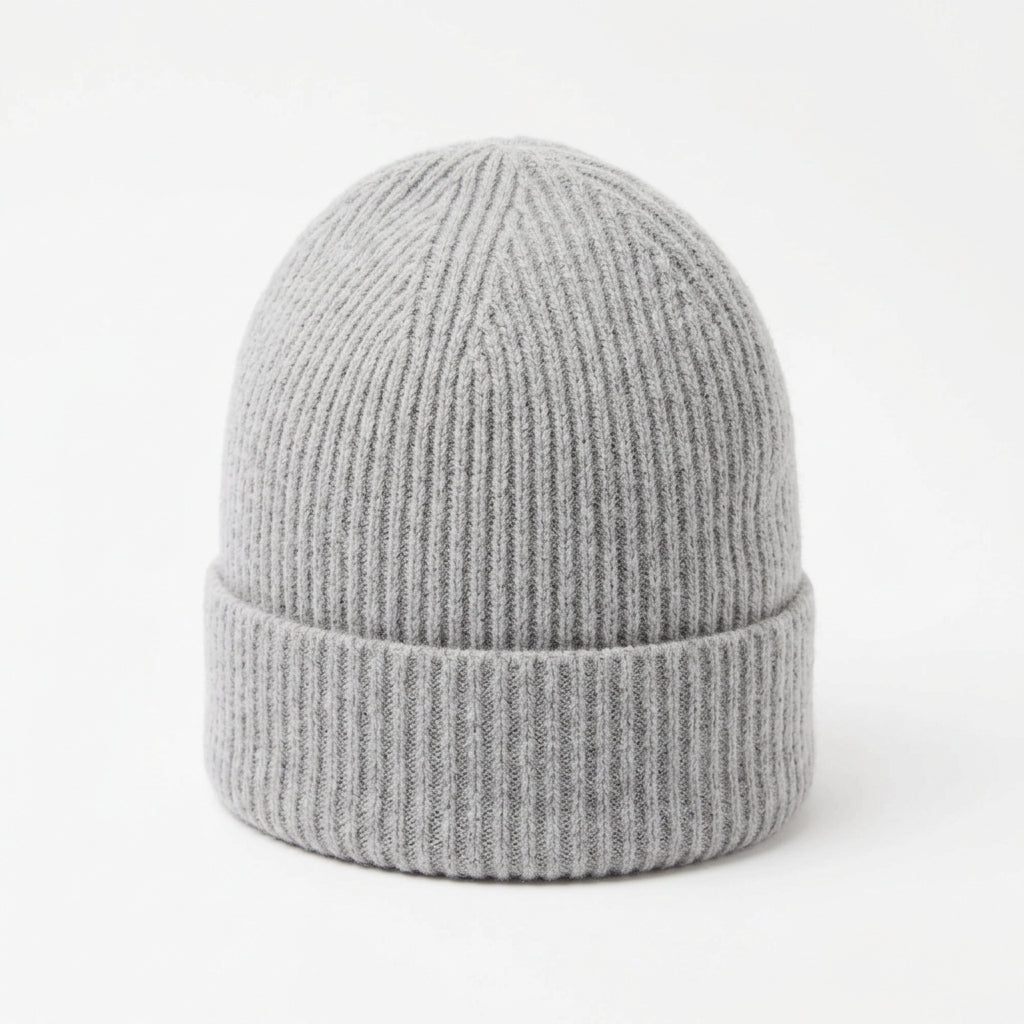 Designer 100% Cashmere Rib-Knit Beanie
