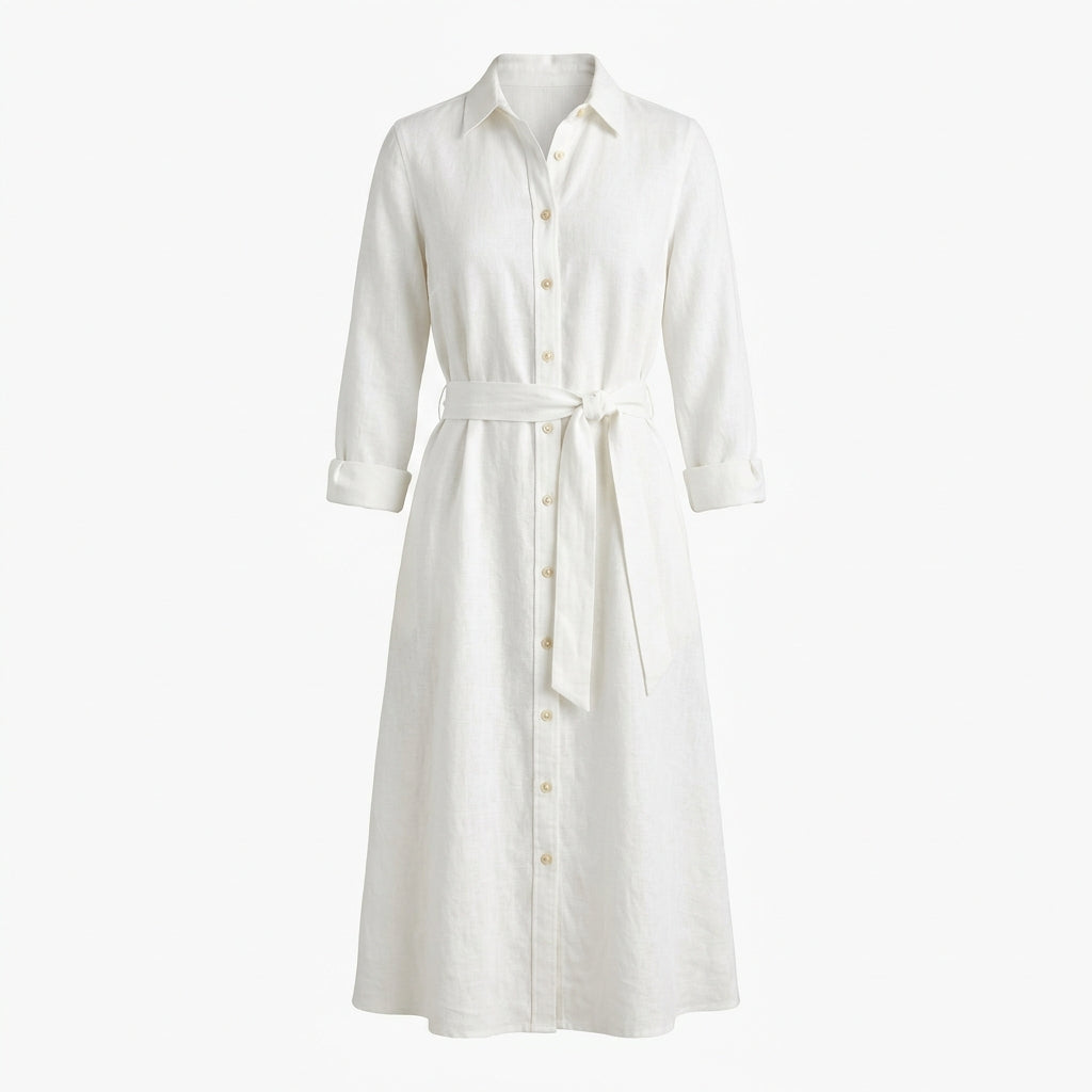 Vintage Linen Cotton Shirt Dress